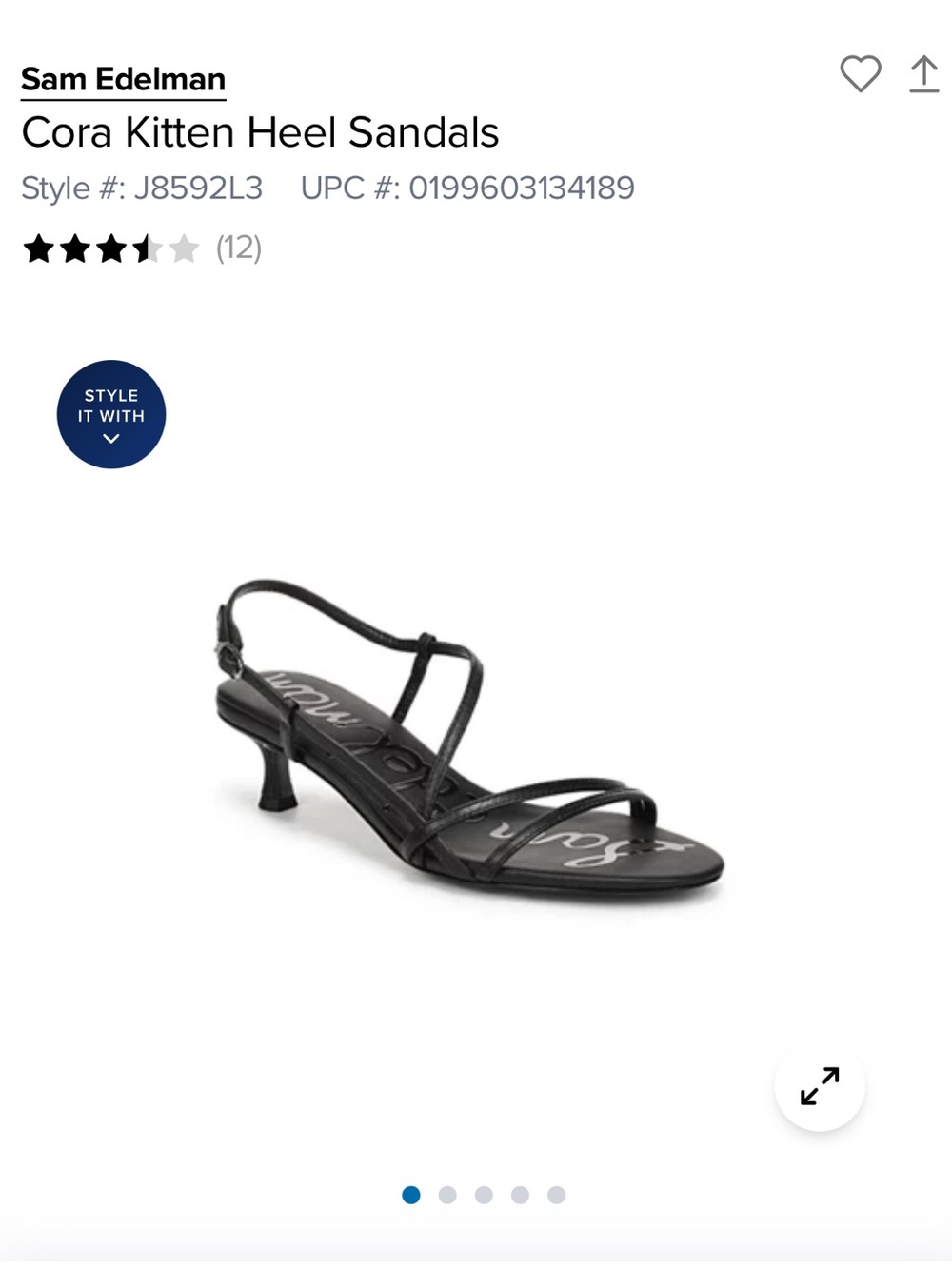 Sam Edelman Black Strappy Kitten Heel Sandals